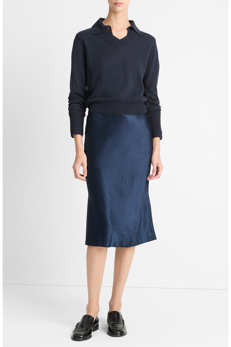 Fine Gauge Collared Sweater, Alternate, color, NAVY