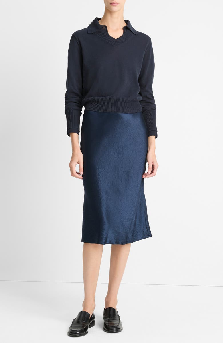 Vince Fine Gauge Collared Sweater, Alternate, color, Navy