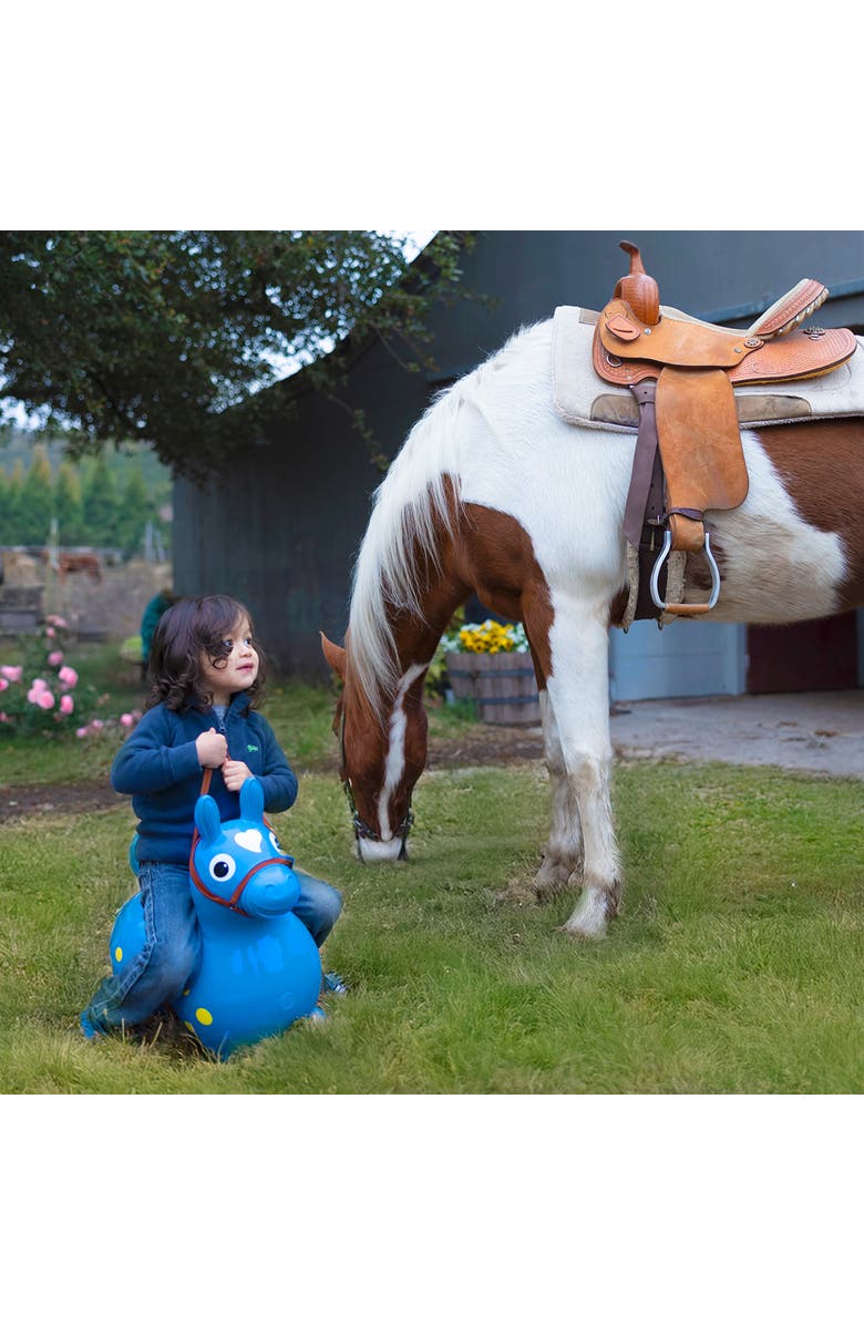 Gymnic Rody Rody Inflatable Bounce Horse with Rocking Base & Saddle-Bridle Accessory, Alternate, color, Lime Green
