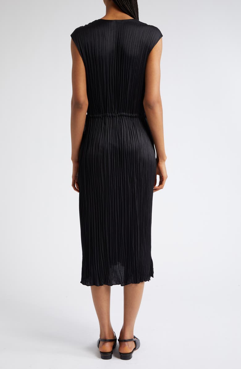 Vince Pleated V-Neck Drawstring Dress, Alternate, color,