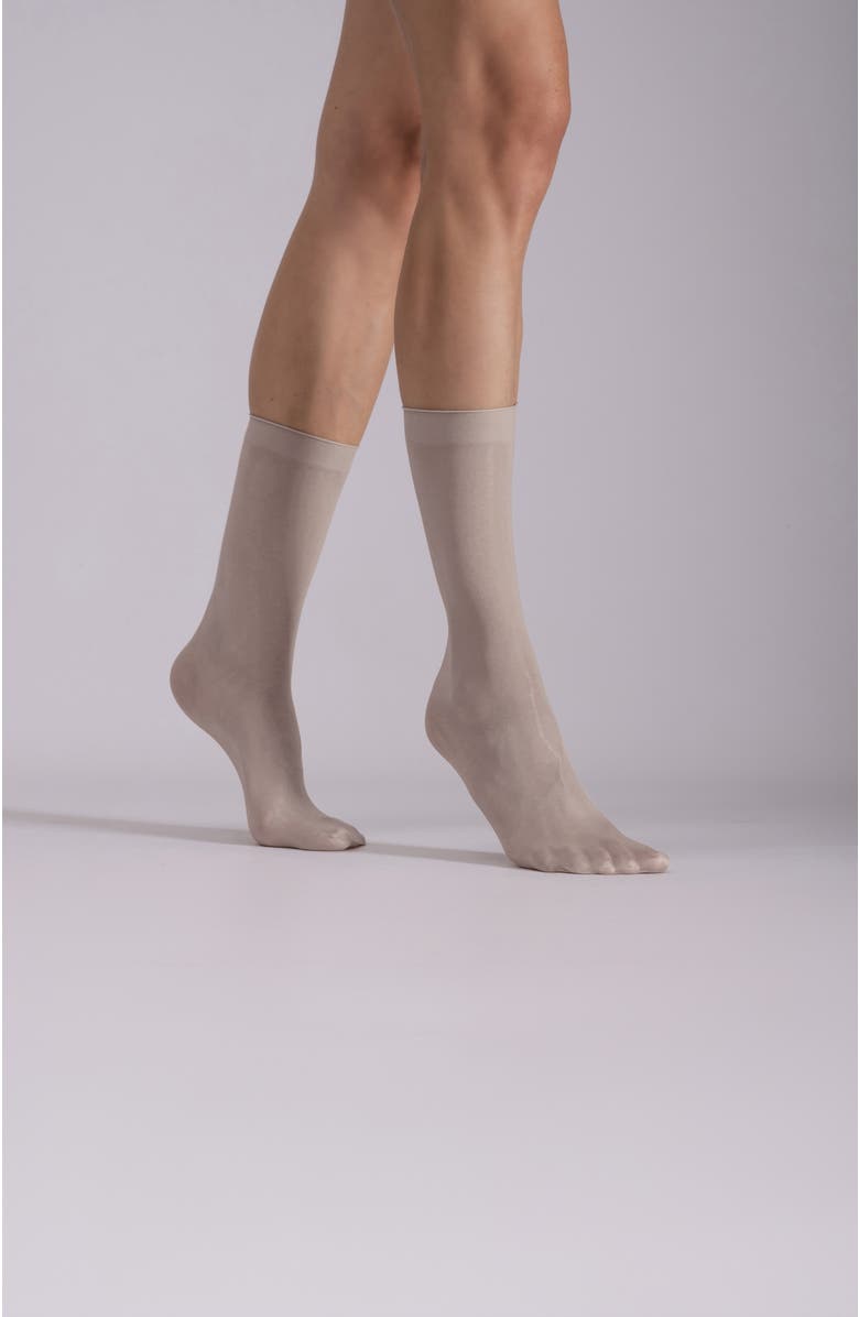 LECHERY<sup>®</sup> 2-Pack Lustrous Silky Sheer Crew Socks, Alternate, color, Grey