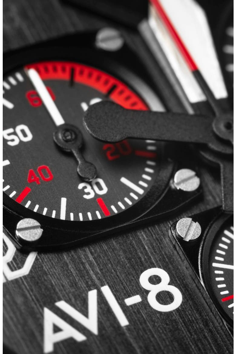 P-51 Mustang Blakeslee Chronograph Bracelet Watch, 43mm, Alternate, color, BLACK