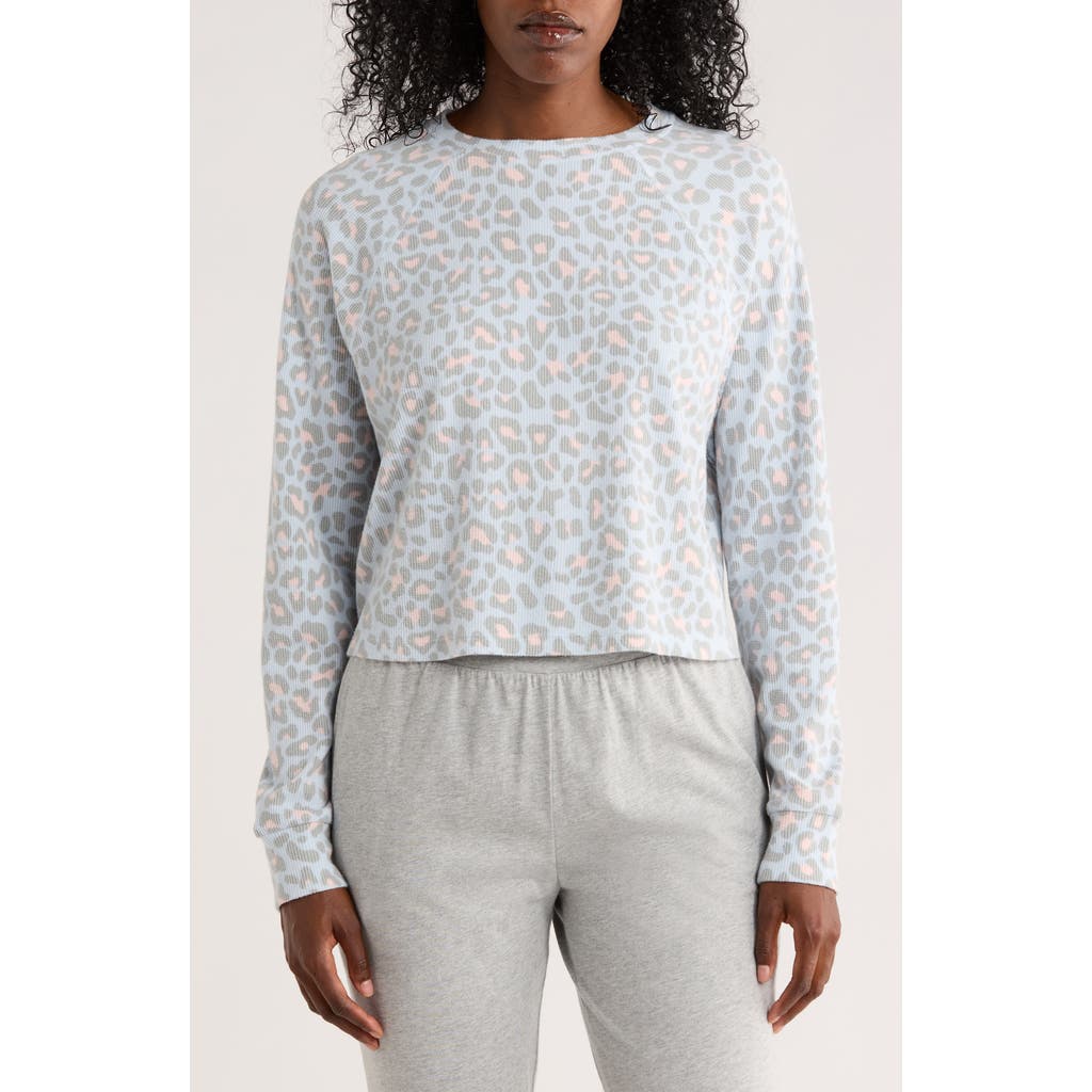 Honeydew Road Trip Long Sleeve Crop Pajama Top In Blue