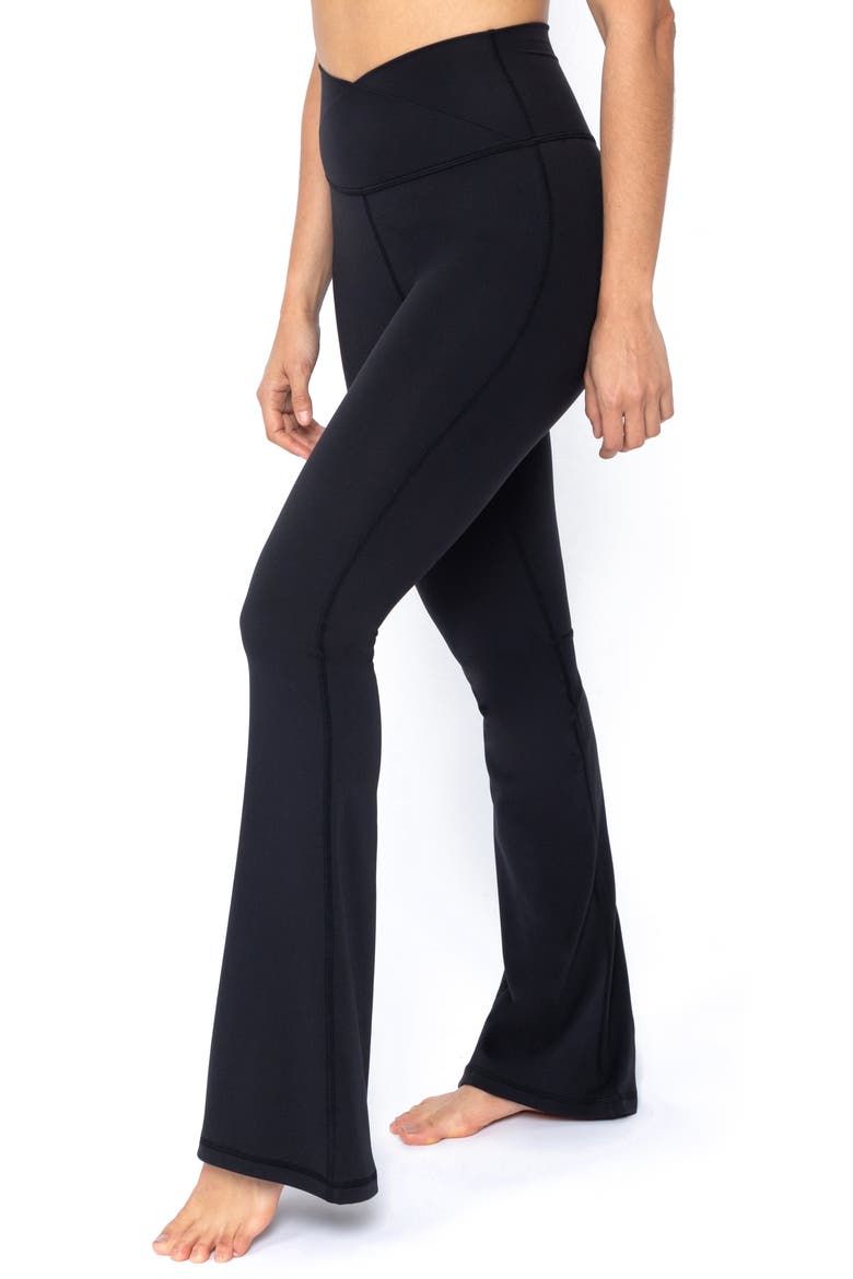 Superflex Madison Crossover Flared Leggings, Alternate, color, BLACK
