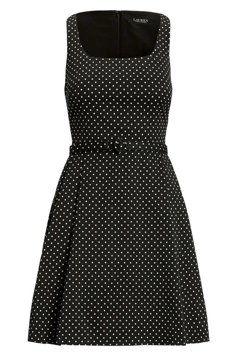 Polka Dot Belted Minidress, Alternate, color, BLACK/ CREAM
