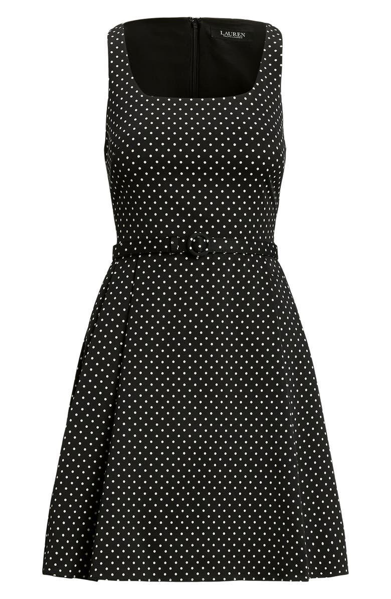 Lauren Ralph Lauren Polka Dot Belted Minidress, Alternate, color, Black/ Cream