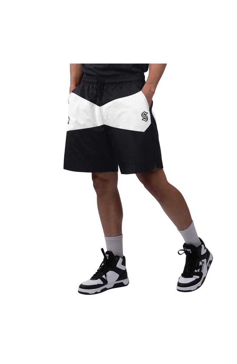 STARTER Men's Starter x NHL Black Ice Black/White Seattle Kraken Linechange Shorts, Main, color, Black