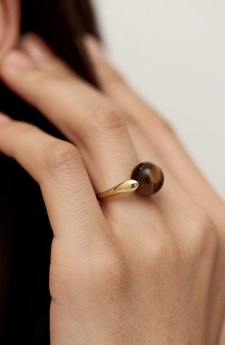 Monica Vinader x Kate Young Semiprecious Stone Ring, Alternate, color, 18Ct Gold Vermeil / Tigers Eye