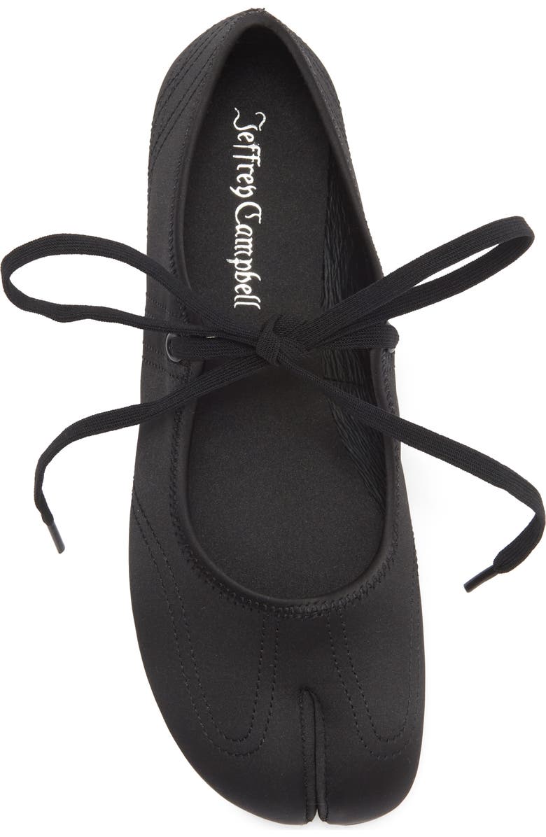 Jeffrey Campbell Saturna Split Toe Mary Jane Flat, Alternate, color, Black Satin