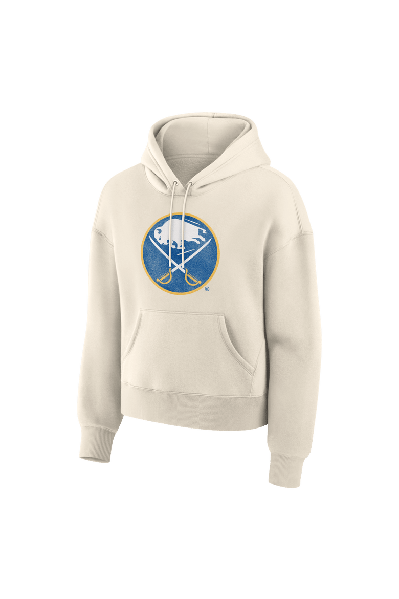 Women's Fanatics Cream Buffalo Sabres Distressed Logo Hoodie, Alternate, color, Cream