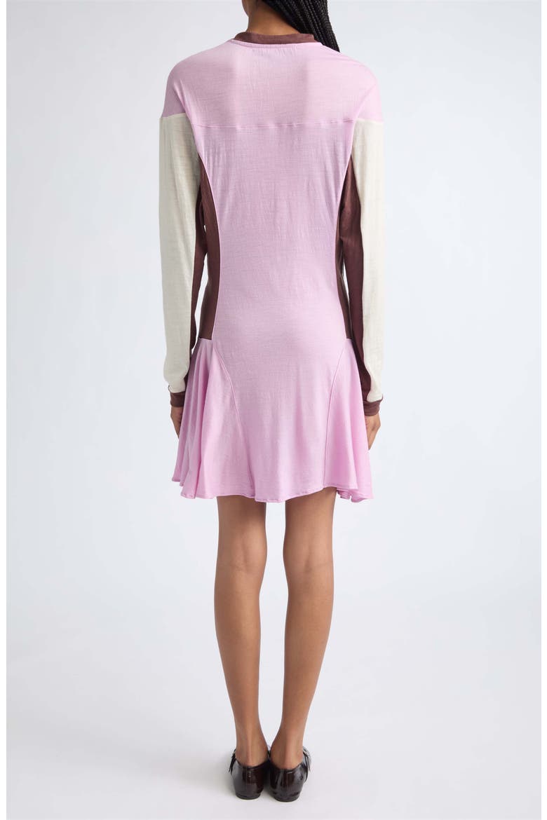 Sport Colorblock Long Sleeve Wool Minidress, Alternate, color, PASTEL PINK/ YELLOW/ BROWN