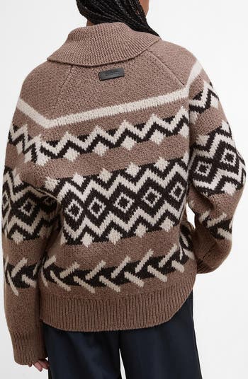 Klara Heritage Jacquard Wool Blend Zip-Up Cardigan