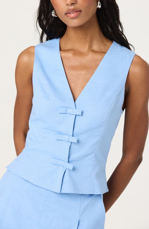 Astr The Label Bow Front Cotton & Linen Vest In Blue