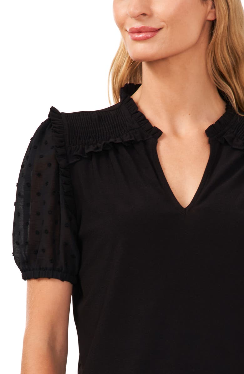 CeCe Mixed Media Puff Sleeve Top, Alternate, color, 