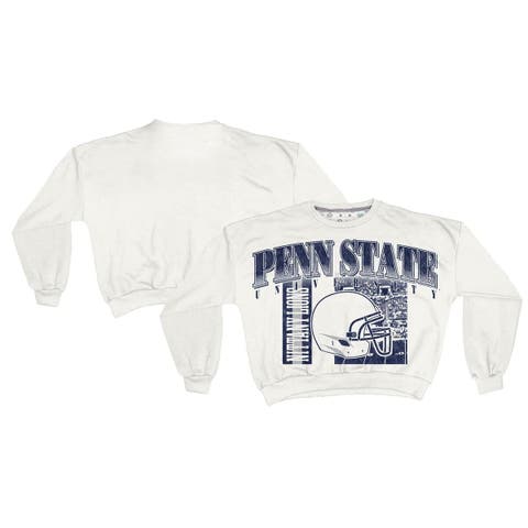 Women's Pressbox White Penn State Nittany Lions Oversized Janice Retro Waist-Length Sweatshirt