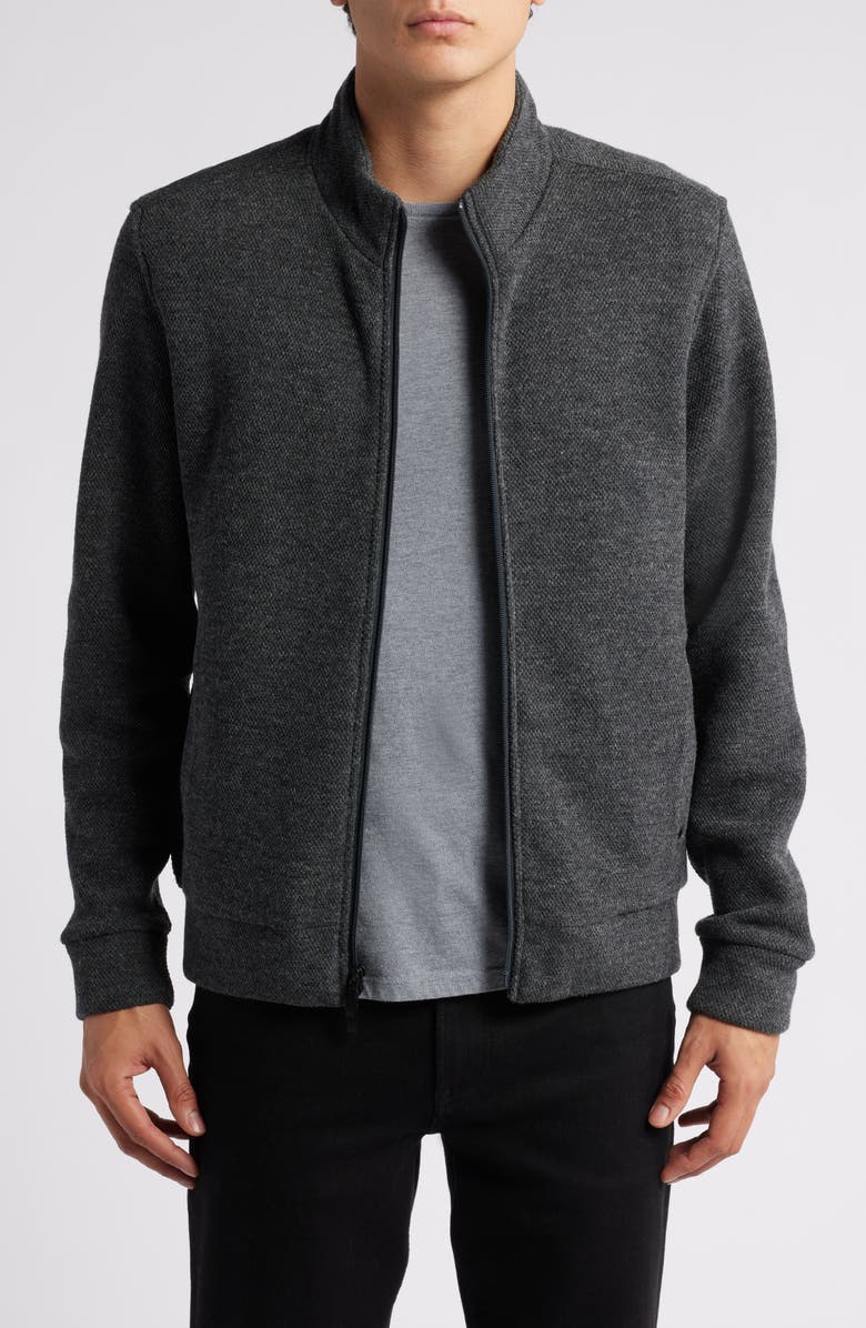 Robert Barakett Jacob Zip-Up Wool Blend Jacket, Main, color, Charcoal