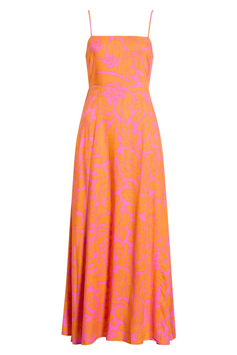 Kaci Floral Vin Smocked Maxi Dress, Alternate, color, FUCHSIA-ORANGE