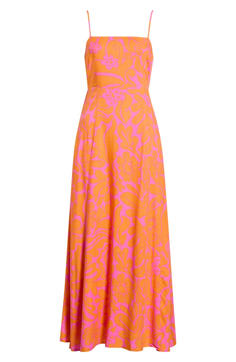 SUGARLIPS Kaci Floral Vin Smocked Maxi Dress, Main, color, Fuchsia-Orange