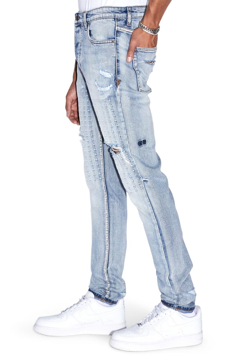 Ksubi Chitch Enjoy Trashed Ripped Slim Fit Tapered Leg Jeans, Alternate, color, 