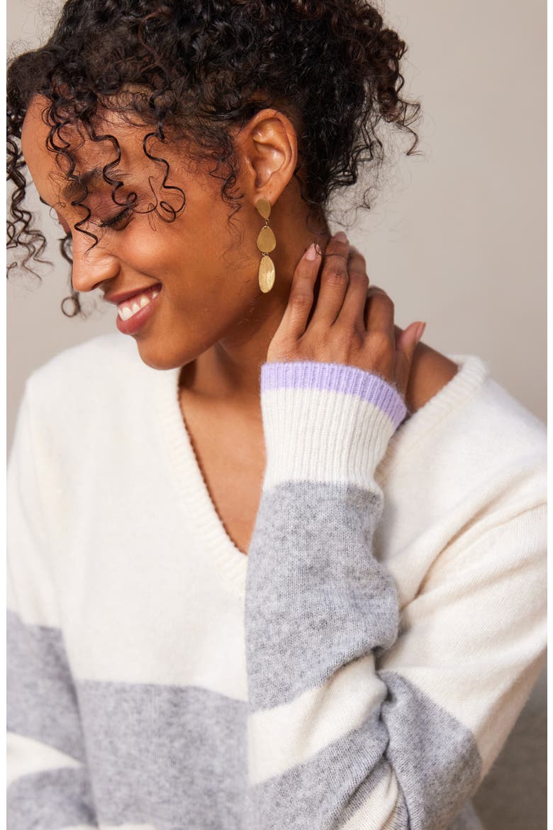 Stripe V-Neck Sweater, Alternate, color, STRIPE