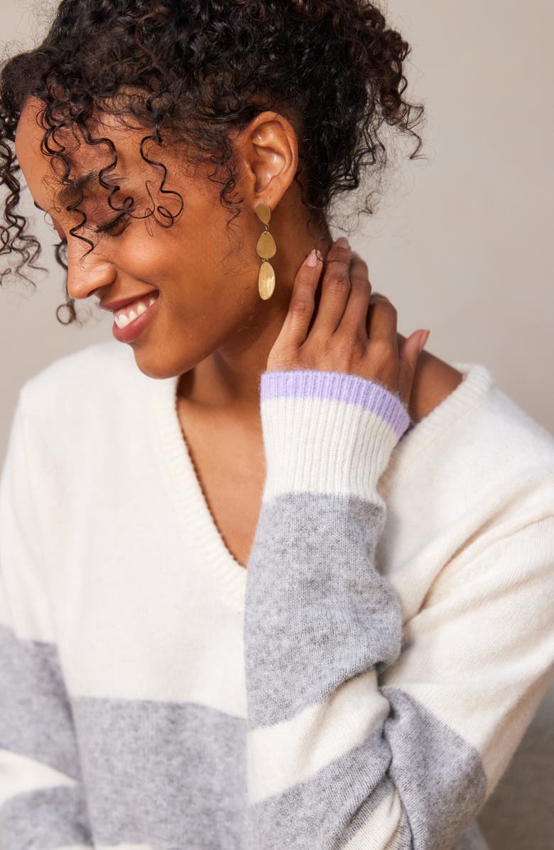 Karen Kane Stripe V-Neck Sweater, Alternate, color, Stripe