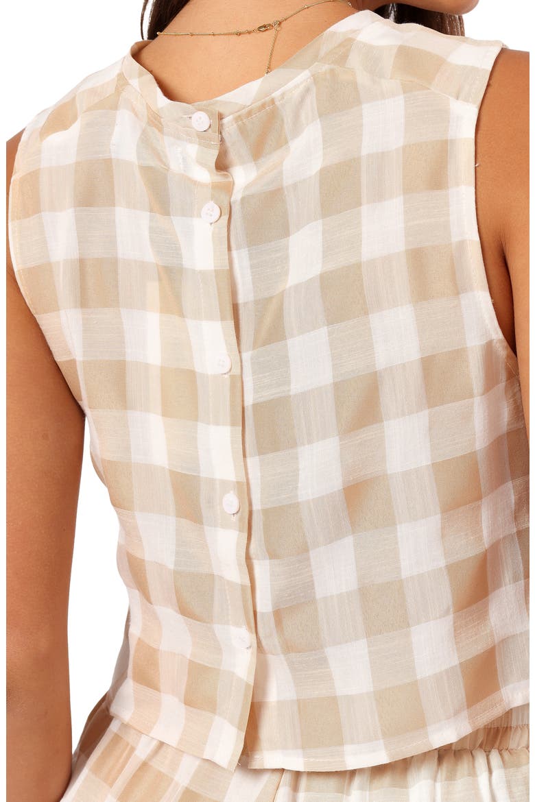 Jemmy Button Back Crop Shell, Alternate, color, BEIGE CHECK