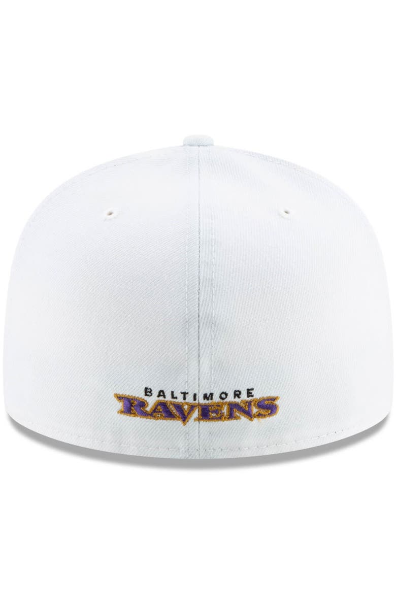 New Era Men's New Era White Baltimore Ravens Shield Omaha 59FIFTY Fitted Hat, Alternate, color, White
