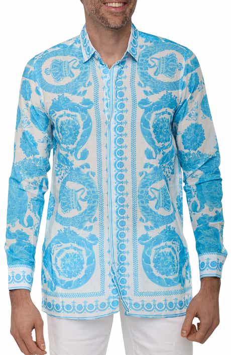 Extra Trim Fit Print Linen & Cotton Button-Up Resort Shirt