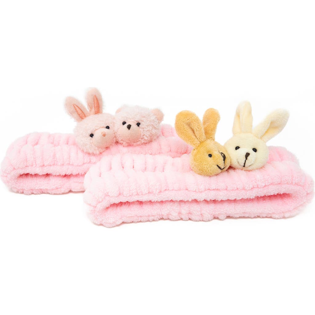 Puttisu 2pc Plush Spa Headband Set in Bunny Friends Set -Pink  product