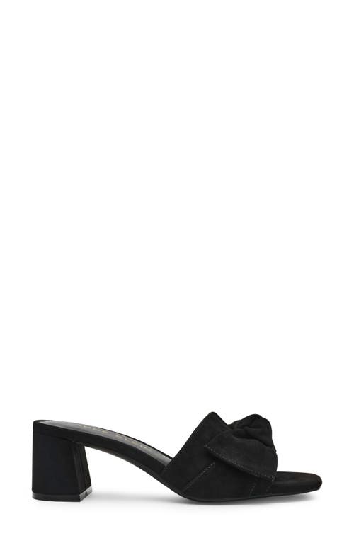 Anne Klein Kizmet Bow Slide Sandal In Black Suede