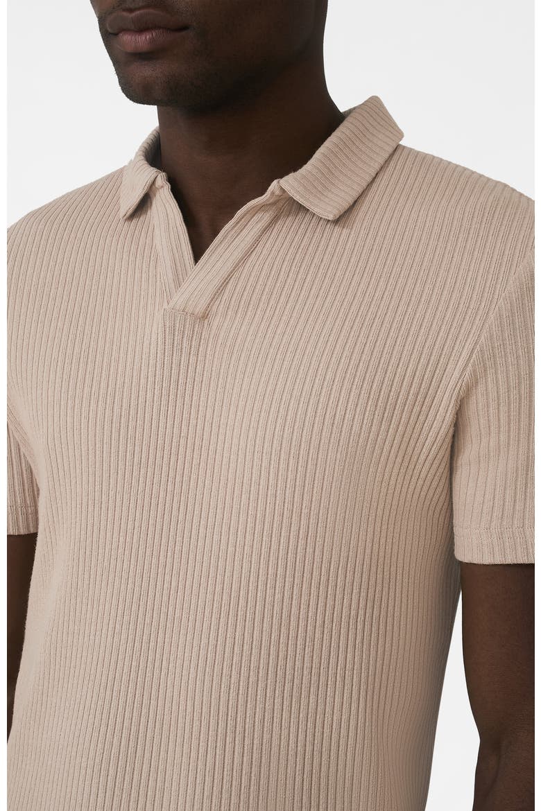 Elysee Slim Ribbed Revere Polo, Alternate, color, Light Beige