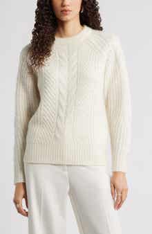 Nordstrom Cable Crewneck Alpaca Blend Sweater
