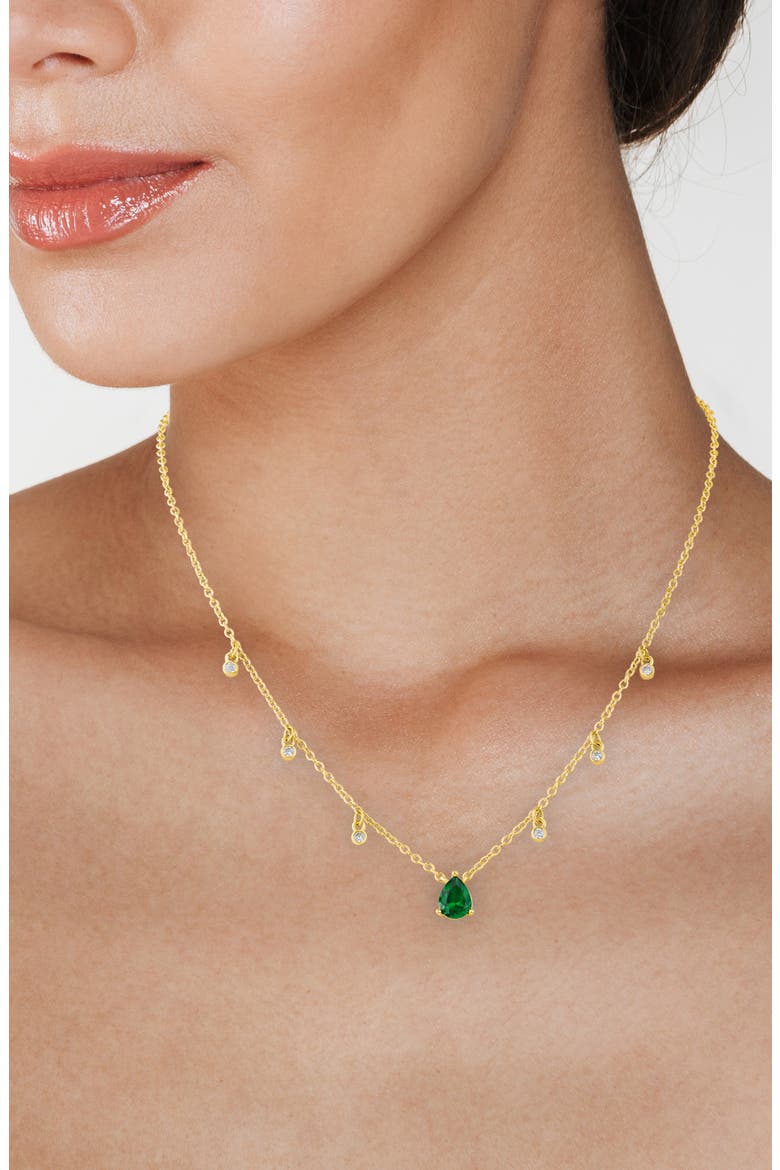 Cubic Zirconia Shaker Pendant Necklace, Alternate, color, GREEN/ GOLD