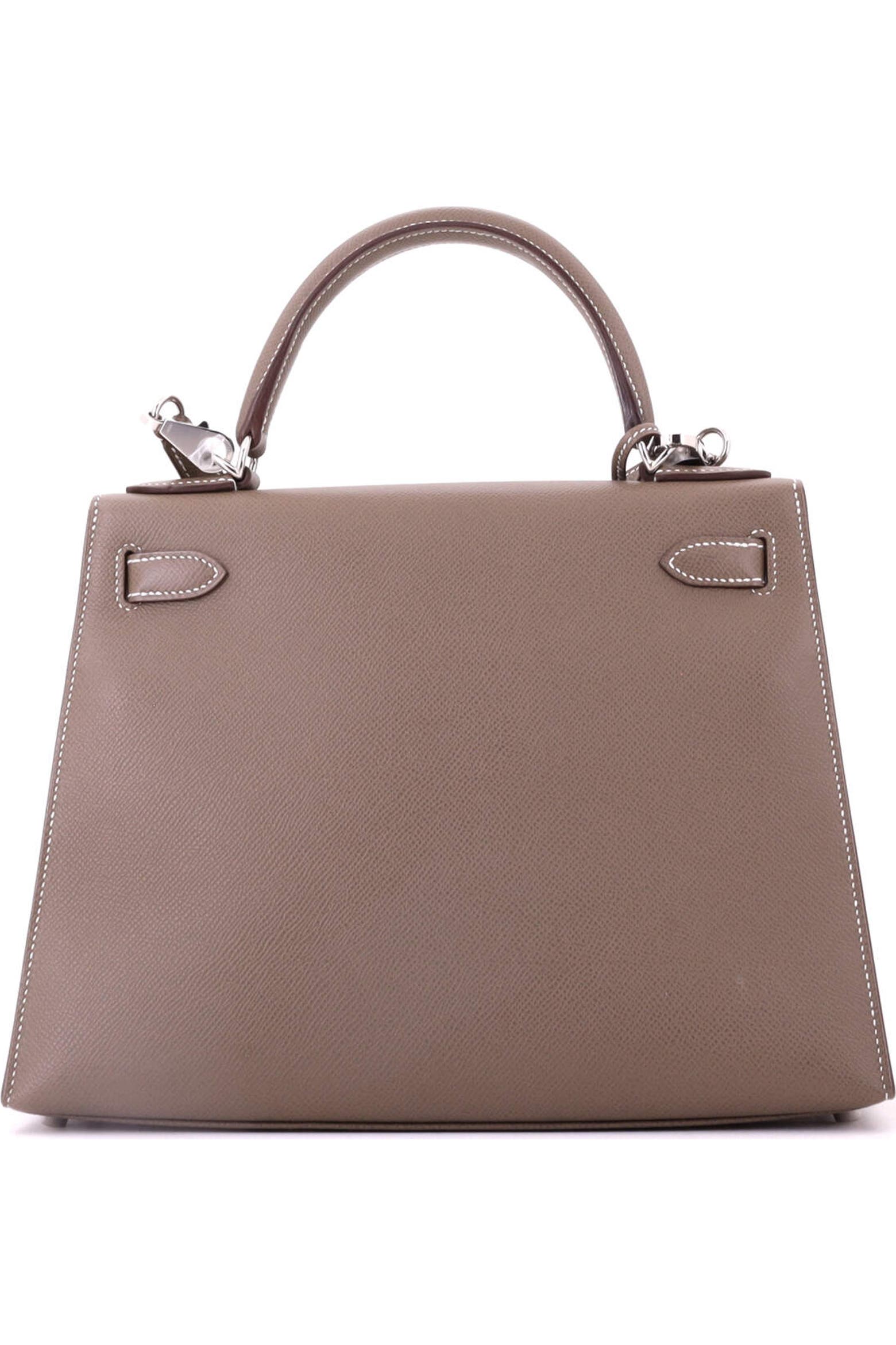 Palldium Color Pre-Owned Hermes Kelly Handbag Grey Epsom with Palladium Hardware 28 ...