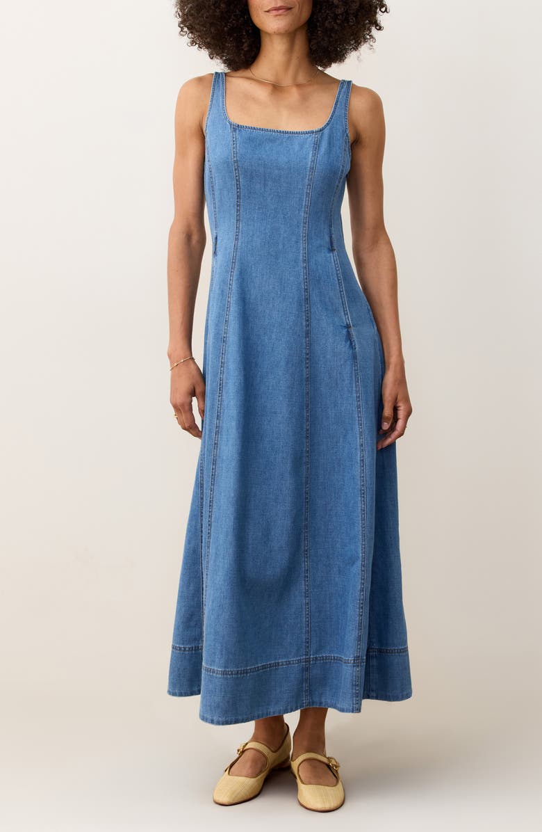 Marine Layer Denim Midi Dress, Main, color, Medium Wash