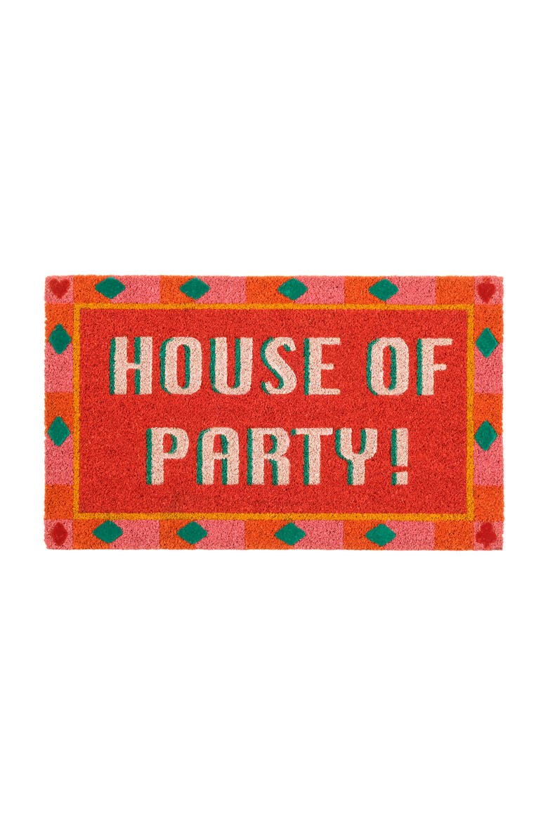 Kerala Party Coir Doormat 18" x 30", Main, color, Pink