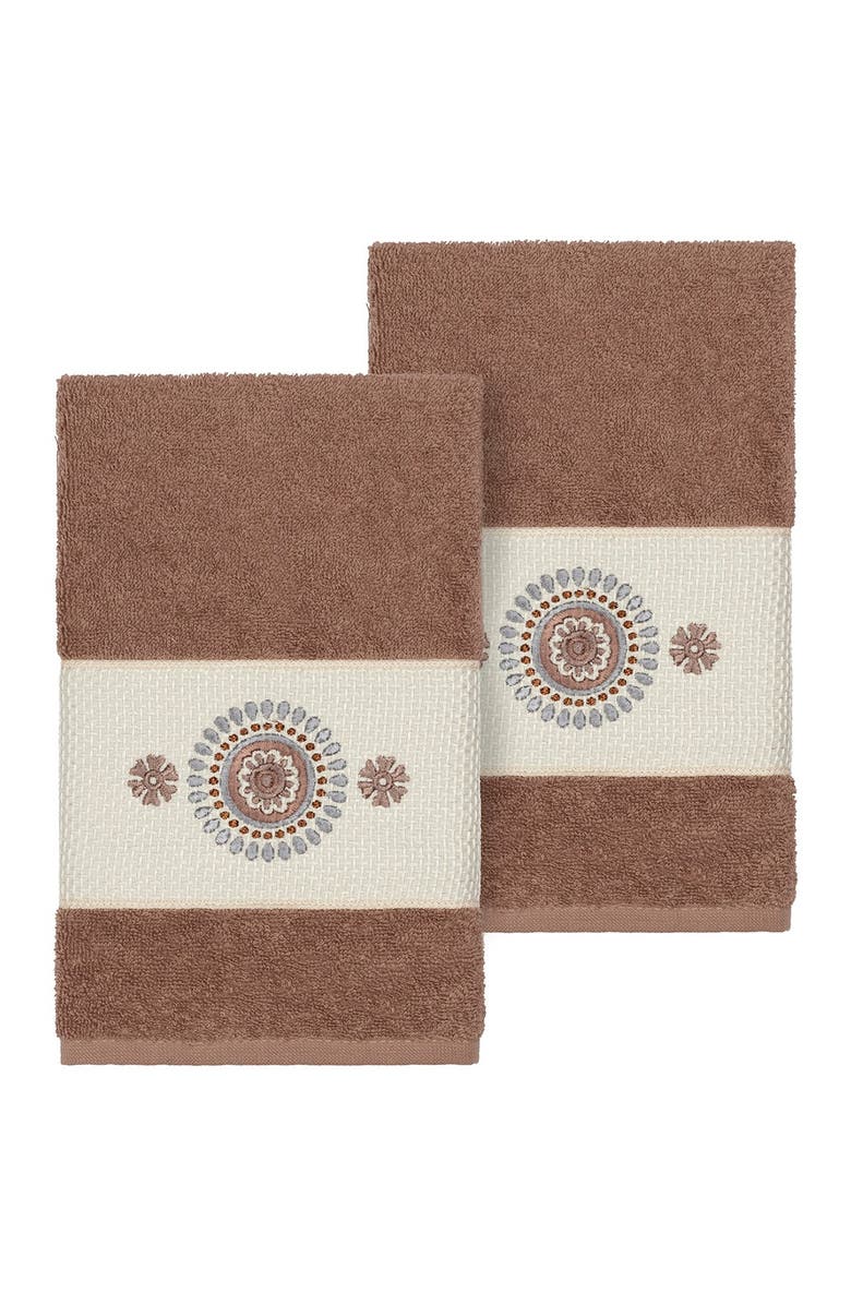 Linum Home Textiles Isabell Embellished Hand Towel - Set of 2 - Latte, Main, color, Latte
