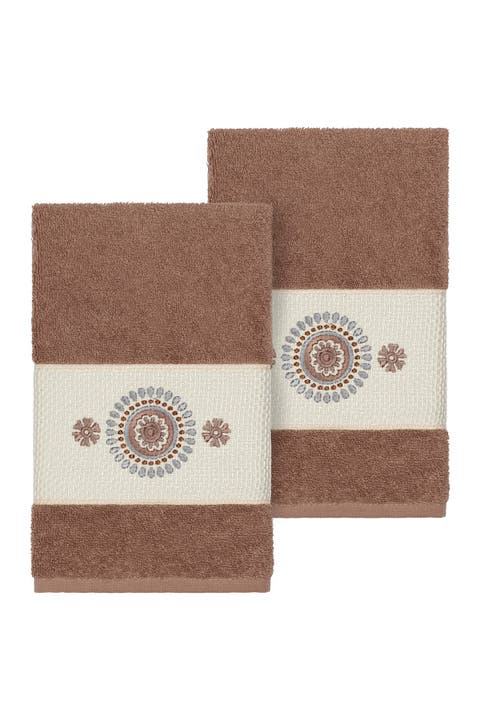 Isabell Embellished Hand Towel - Set of 2 - Latte