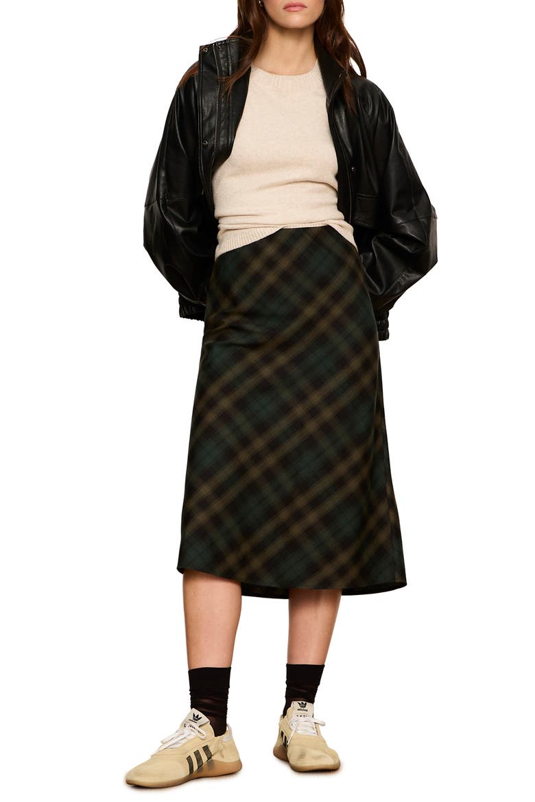 Favorite Plaid Slip Skirt, Alternate, color, FOREST GREEN PLAID