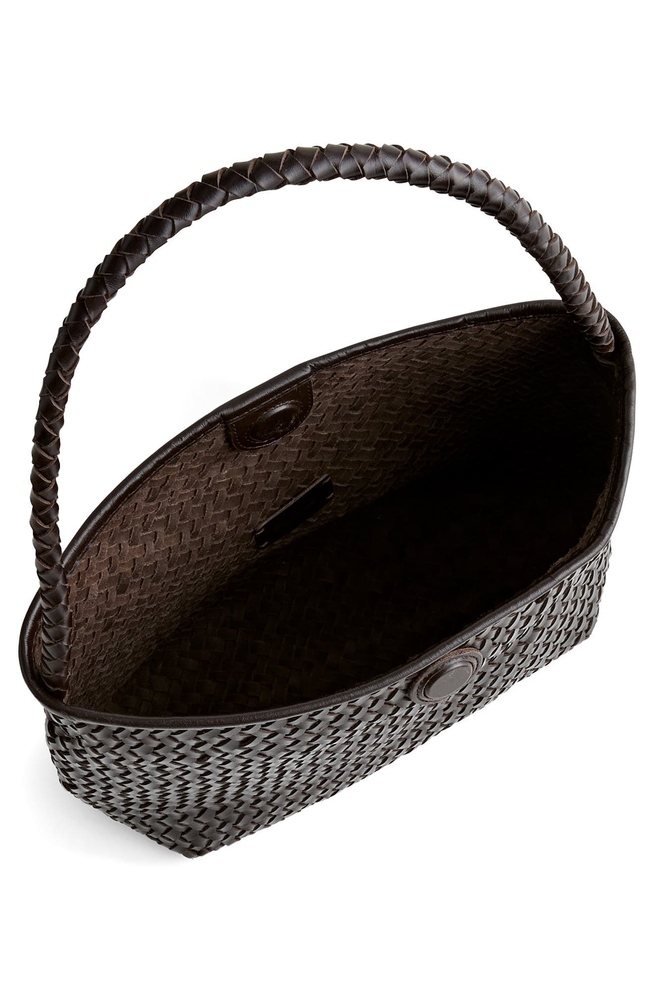 Madewell The Handwoven Leather Shoulder Bag, Alternate, color, Coffee Bean