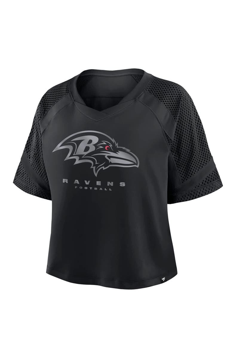 FANATICS Women's Fanatics Baltimore Ravens Oversized Raglan V-Neck Blackout Fashion Jersey, Alternate, color, 