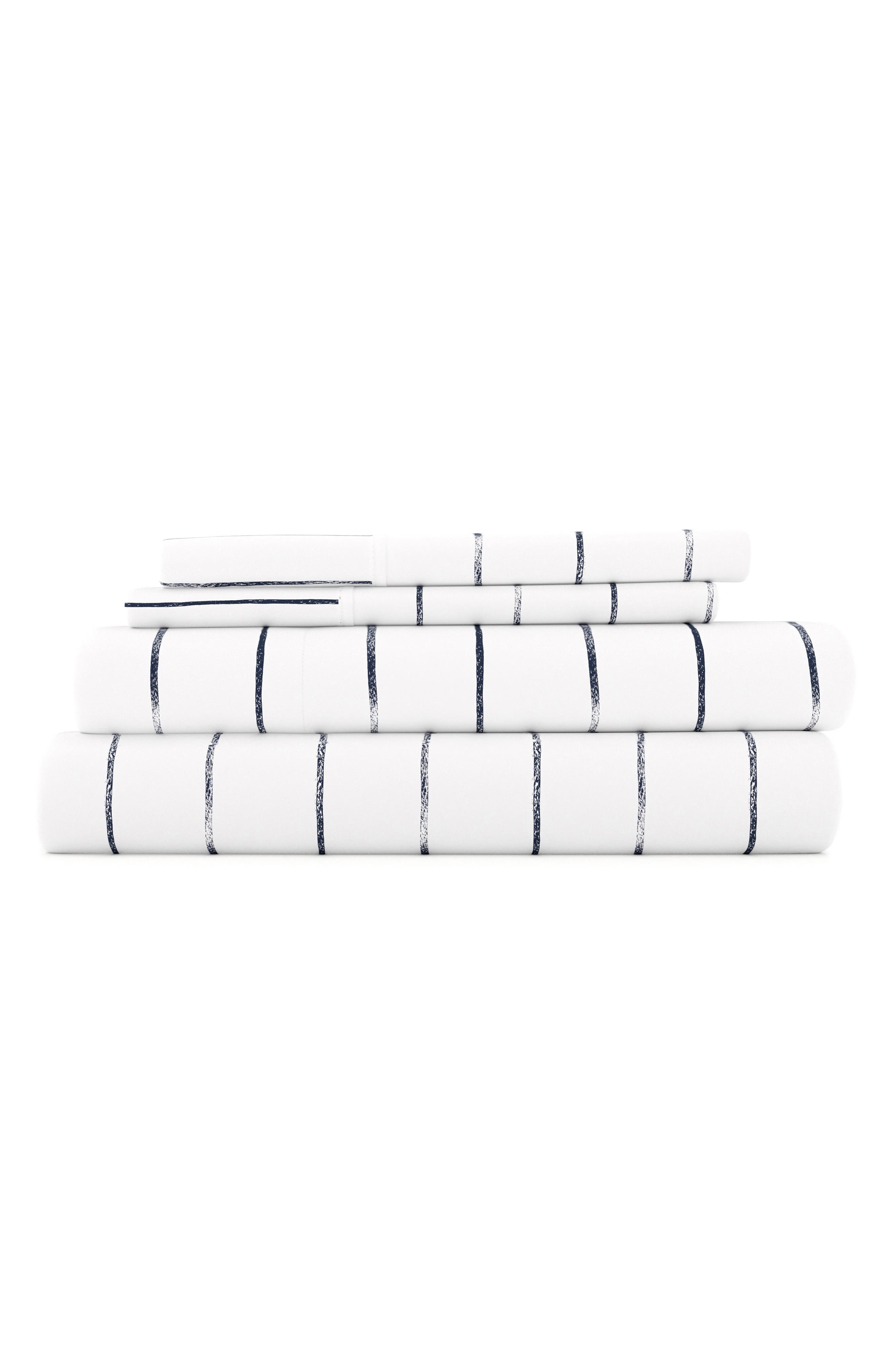 HOMESPUN HOME SPUN Premium Ultra Soft Distressed Field Stripe Pattern 4-Piece Bed Sheets Set