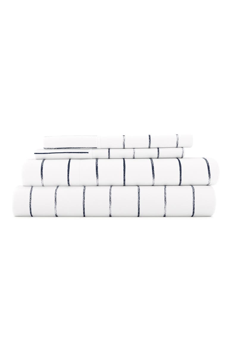 HOME SPUN Premium Ultra Soft Distressed Field Stripe Pattern 4-Piece Bed Sheets Set, Main, color, NAVY