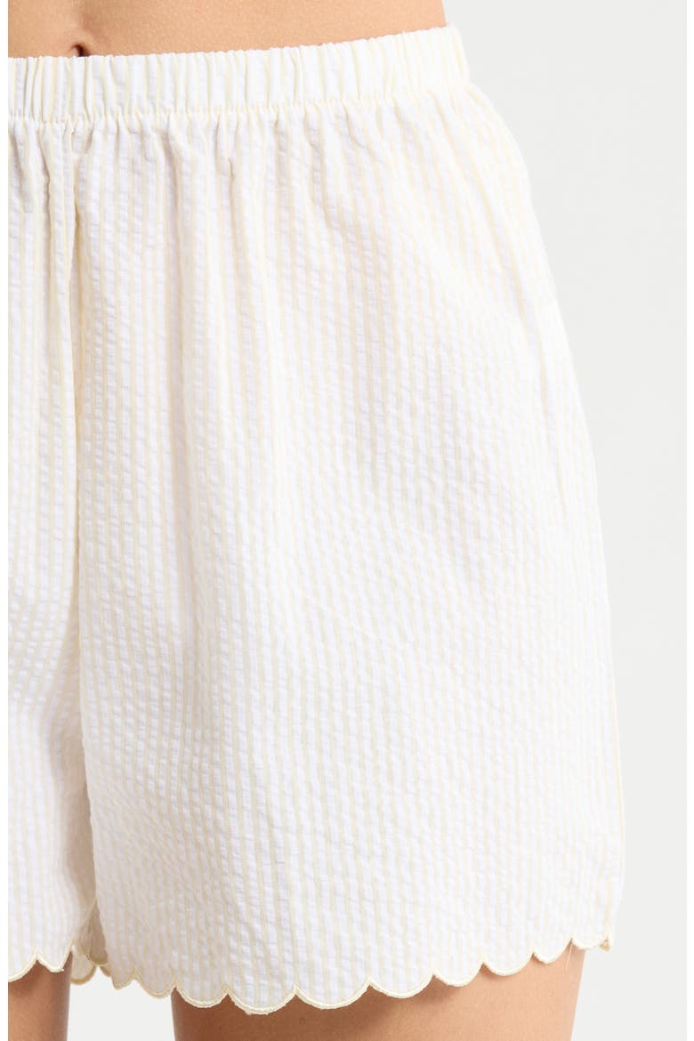 Stripe Scallop Edge Cotton Short Pajamas, Alternate, color, LEMON/ WHITE STRIPE