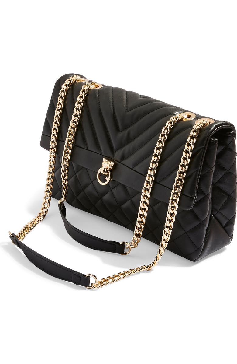 Topshop Panther Quilted Faux Leather Shoulder Bag, Main, color,