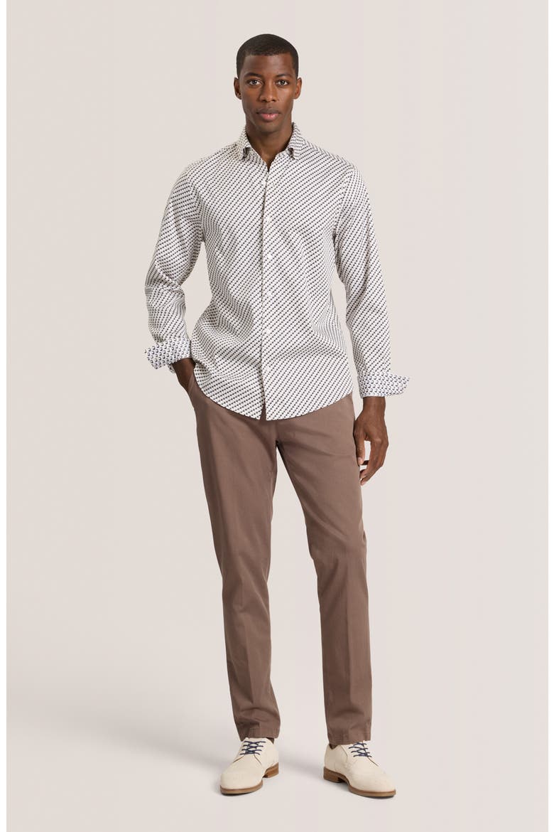 Soren Ted Print Stretch Cotton Dress Shirt, Alternate, color, OXFORD TAN