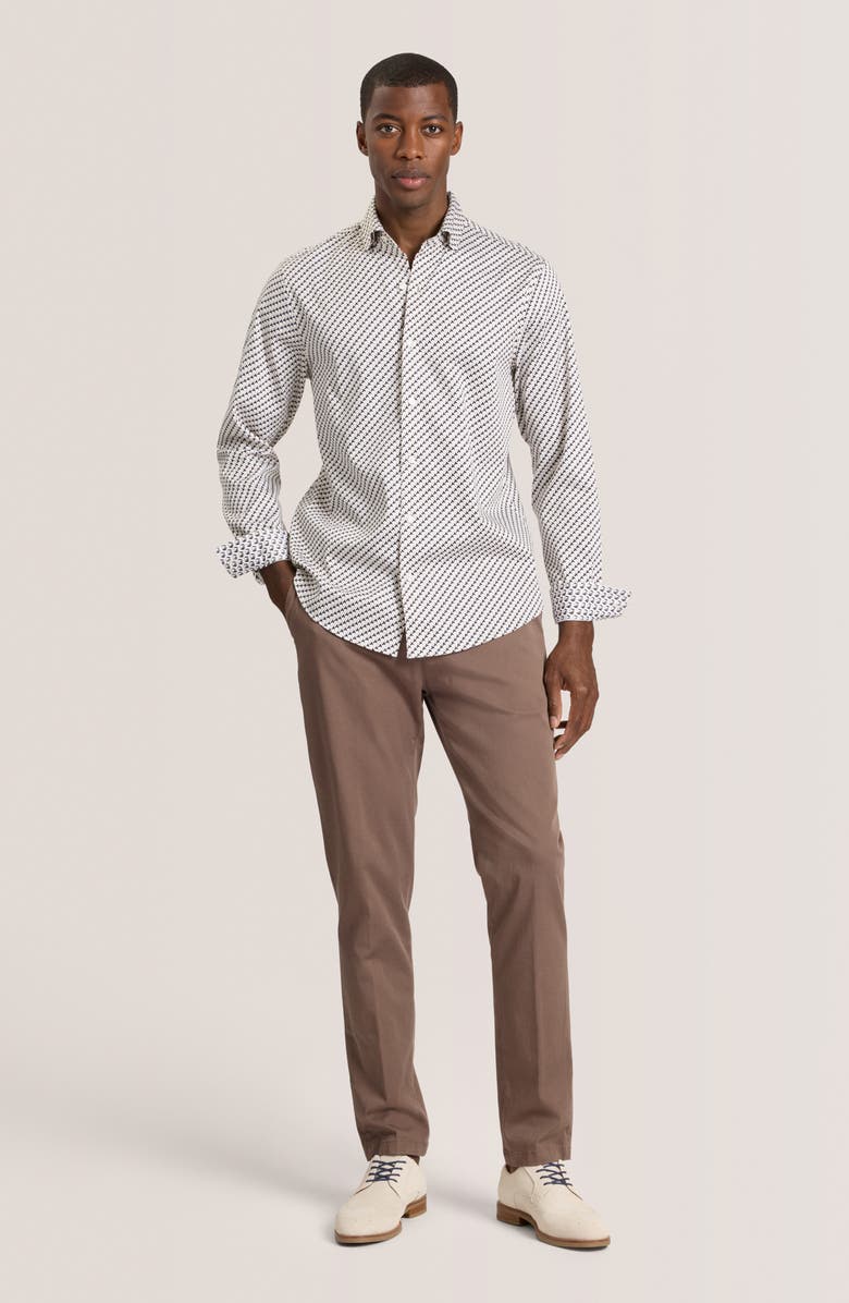 Ted Baker Soren Ted Print Stretch Cotton Dress Shirt, Alternate, color, Oxford Tan