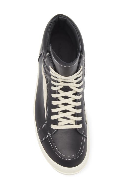 Rick Owens Hollywood Vintage Panelled Leather Hi-top Sneakers In Black/milk/milk