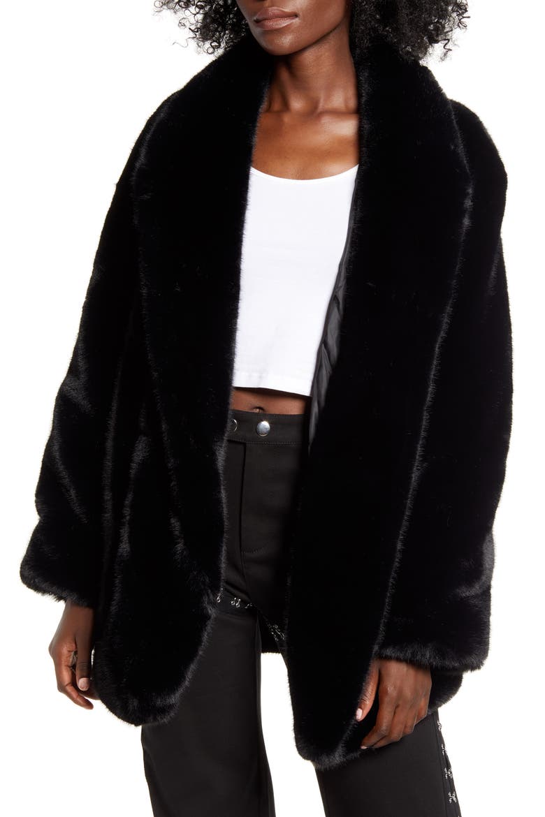 I.AM.GIA. Nya Oversize Faux Fur Jacket, Main, color, BLACK