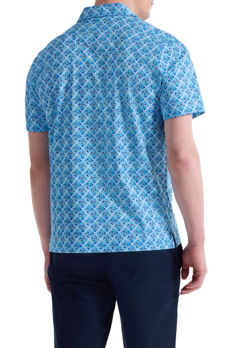 Hendrix Digital Floral Tile Print Pima Cotton Polo, Alternate, color, ICE